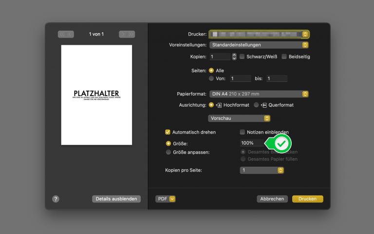 Druckdialog von macOS