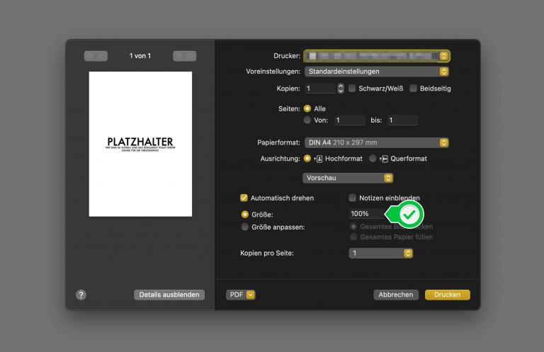 Druckdialog von macOS